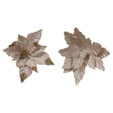 Decoris Clip-On Polyester Velvet Poinsettia with Glietter 30cm - 2 Assorted,